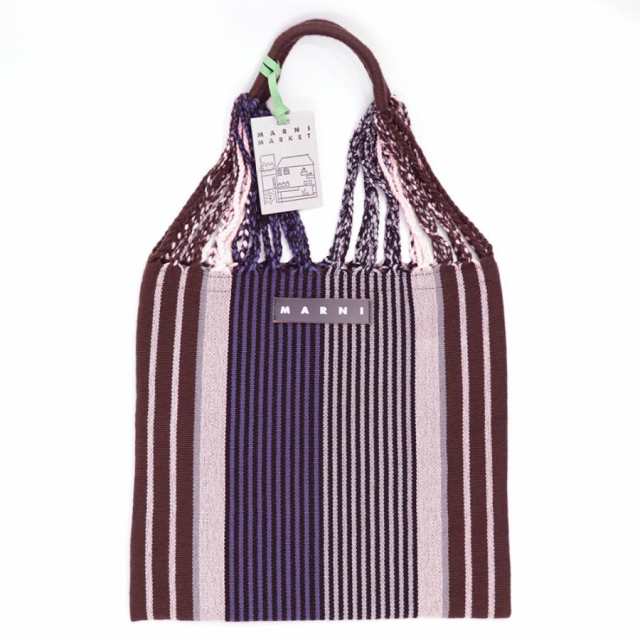 マルニフラワーカフェ ハンモックバッグ ストライプ ブルー MARNI